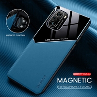 F3poco case skórzany texure uchwyt magnetyczny do samochodu pokrowce na pocophone little poco f3 f 3 5g pocof3 silikonowa rama odporna na wstrząsy coque 1